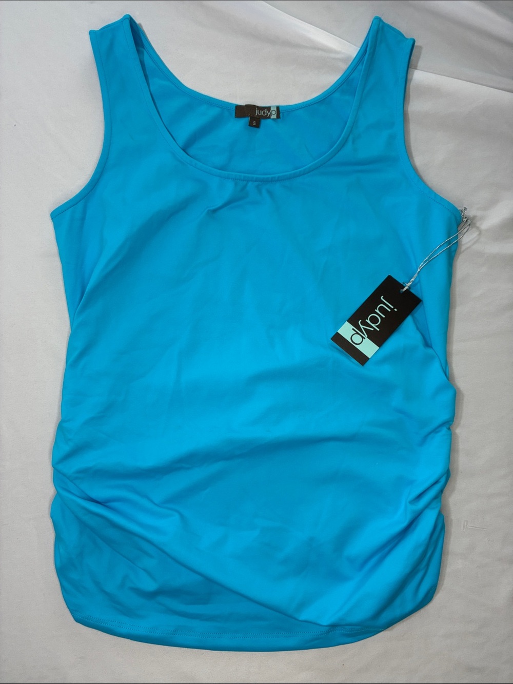 Judy Blue Vivid Turquoise ribbed side Scoop Neck Tank Women's Sleeveless Top  S